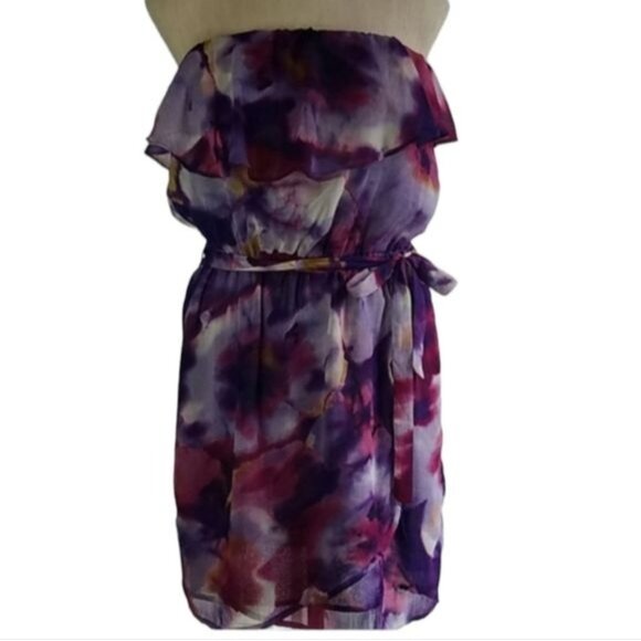 Dress Strapless Purple FLORAL Watercolor Summer Jack Dylan Women's WOMAN'S Small - Picture 2 of 10